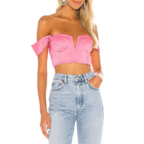 superdown Tops - Revolve Superdown Coralia neon hot pink bustier top women’s size XS